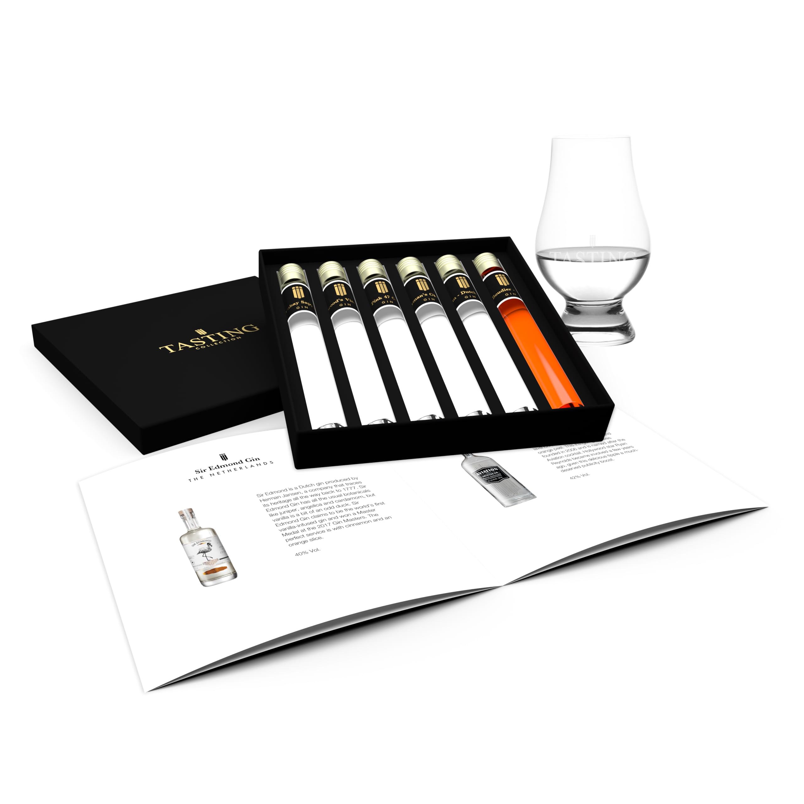 Gin Tasting Probierset 6 Fläschchen Verkostung im Geschenkset, Satz 1