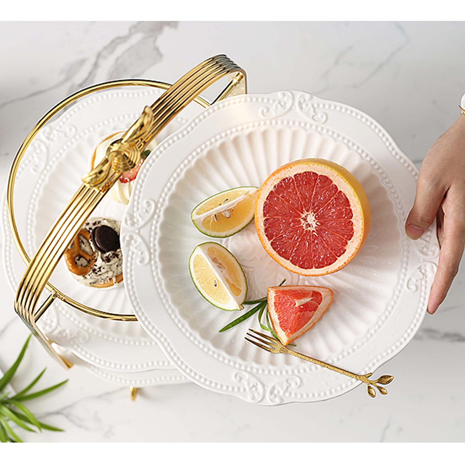 Présentoir à Gâteau Table à Dessert à plusieurs niveaux présentoir à gâteaux après-midi thé plateau à collation or argent présentoir à trois niveaux gâteau présentoir à fruits Stand de Gâteaux ( Color