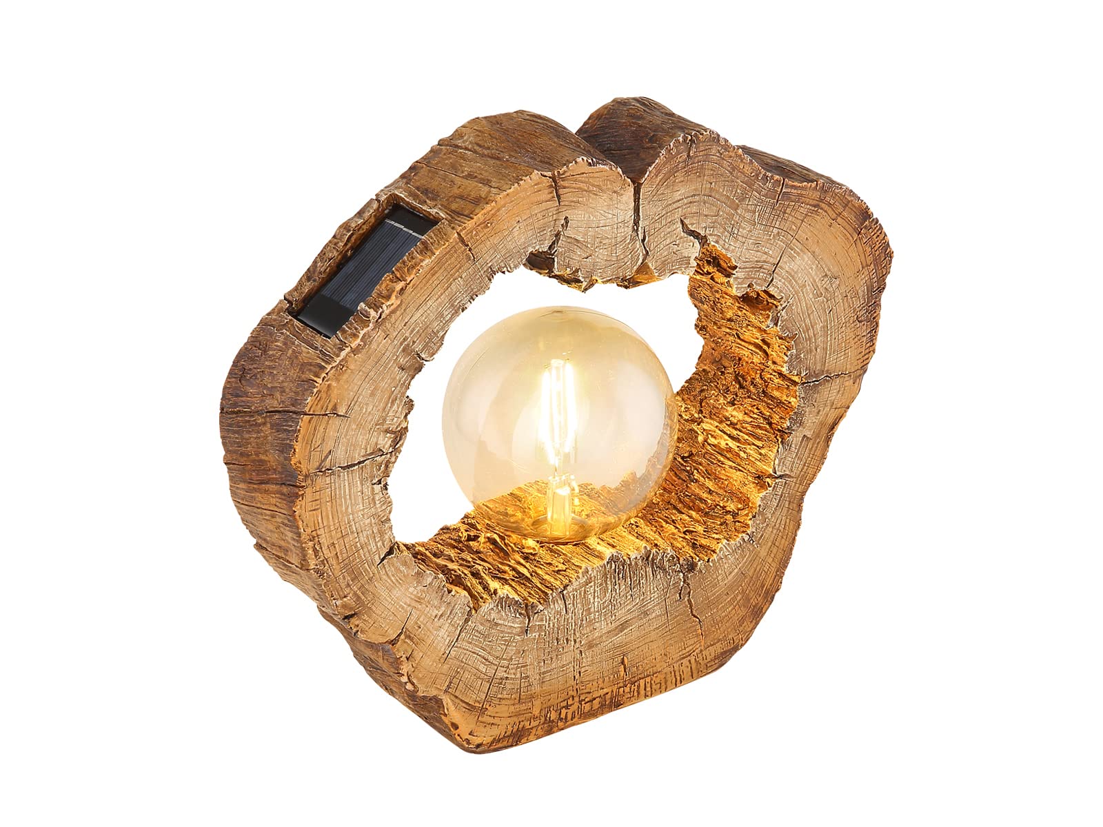 Globo Lighting Lámpara solar LED en madera marrón con globo, altura 25,5 cm, plástico