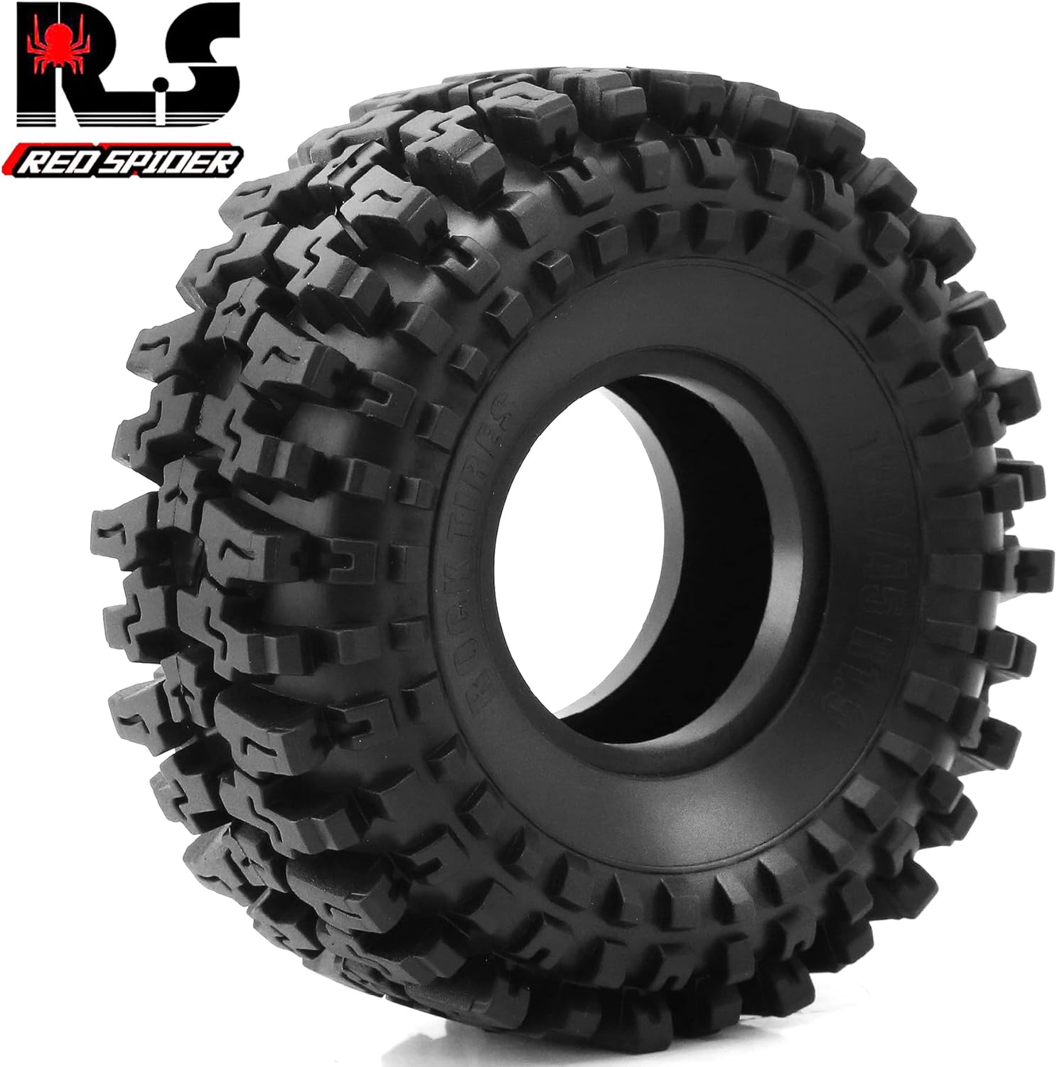 REDSPIDER 1.9" RC Crawler Tires, Super Soft Sticky Rubber Off-Road Tires with Foam Inserts, Deep Tread Rock Climbing Tires for 1/10 Axial SCX10 SCX10 II TRX4 D90 RC Truck (4PCS)