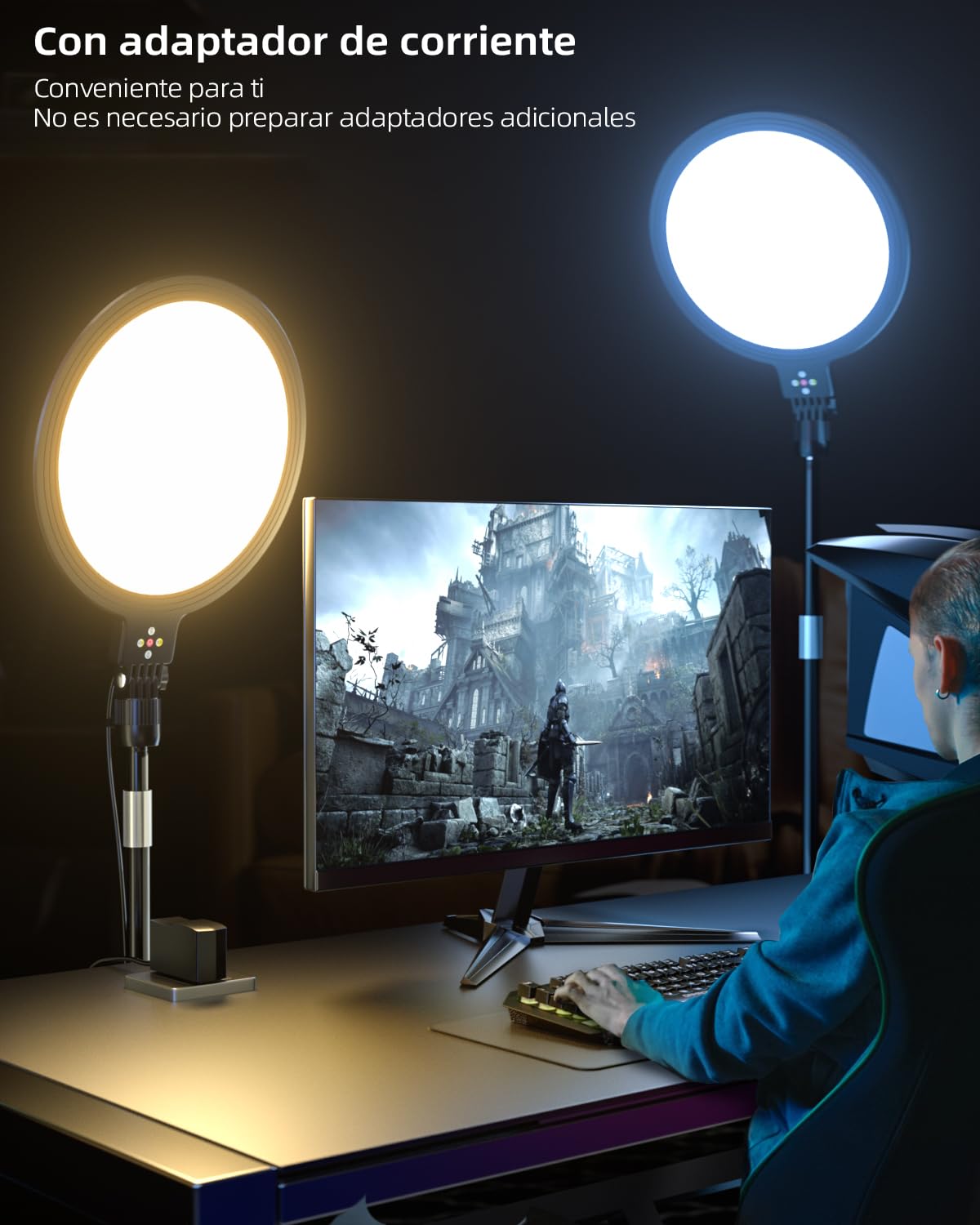 Anillo de luz grande con soporte de luz de 165 cm, 6500 K, luz de anillo profesional de pantalla completa para selfie, fotografía de vídeo de estudio, TikTok, YouTube, transmisión en vivo