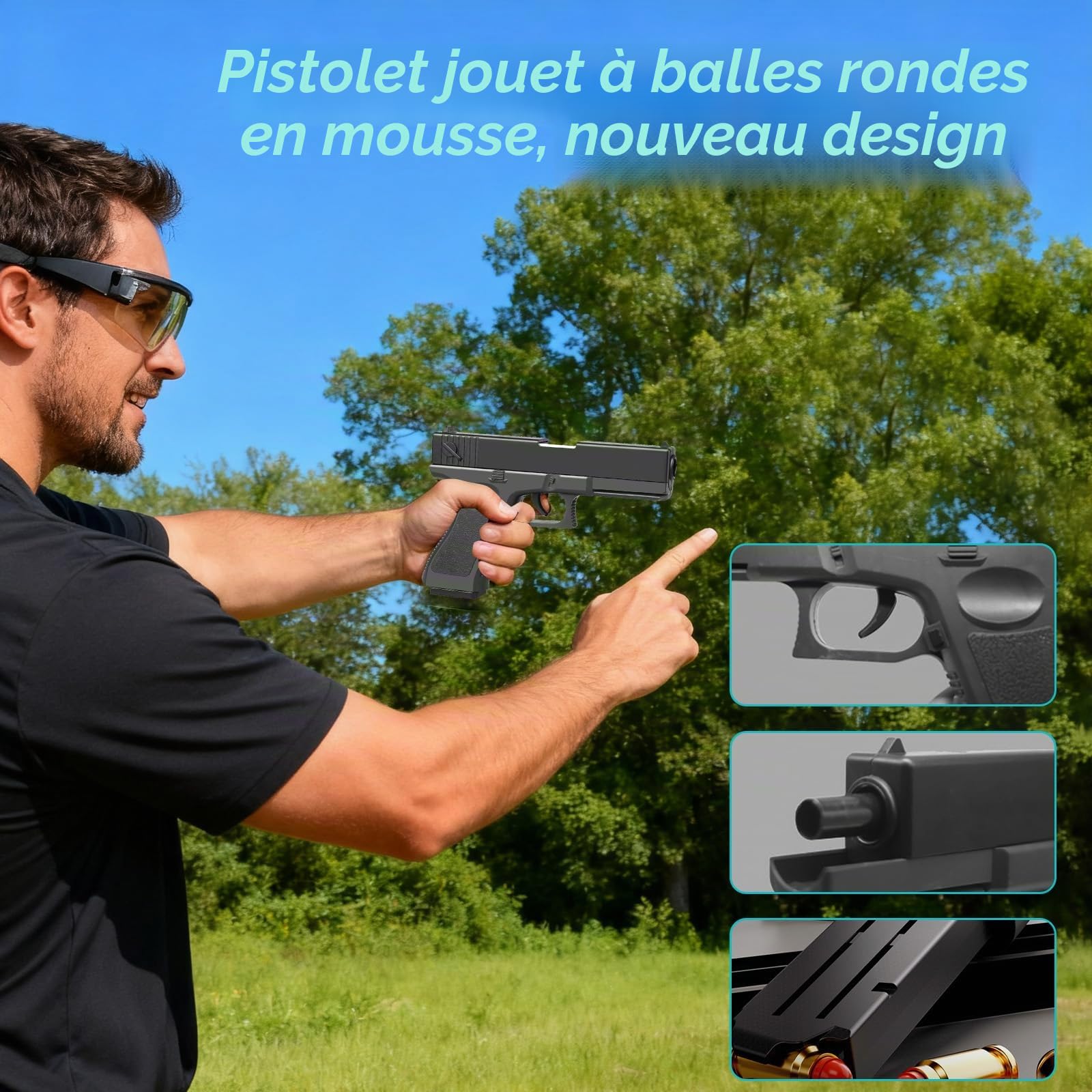 Pistolet Jouet avec Balles Souples,EVA Mousse Jouet Blaster,Pistolet à Balle Molle,Blasters en Mousse,l'entraînement en Sécurité ou au Jeu,pour 14 +