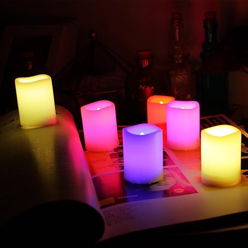 Miniatura 2 de Juego de 6 velas votivas sin llama que cambian de color con control remoto y temporizador