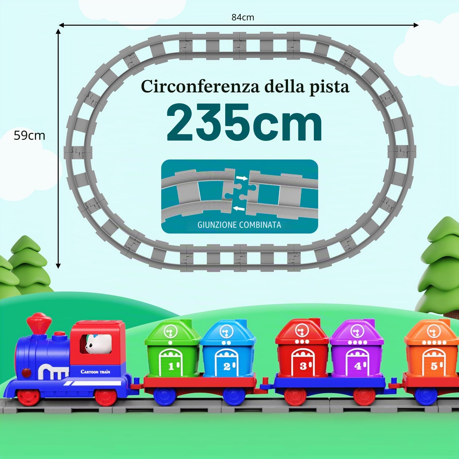 Meytccve Giocattolo Educativo per Bambini di 1-3 Anni, Set Montessori per Abbinamento e Classificazione, Treno Elettrico Moderno per Bambini Regalo di Natale o Compleanno per Maschi e Femmine (Blu)