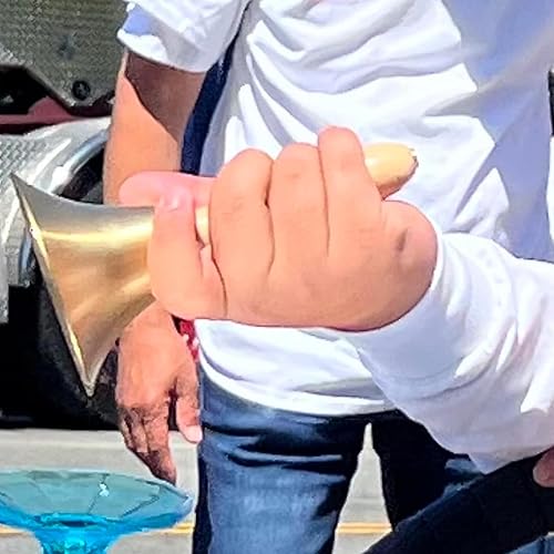 Miniatura 7 de SINJEUN 4 campanas de mano de latón de 6 pulgadas, campanas de mano de latón macizo con mango de madera, campanas de llamada de restaurante