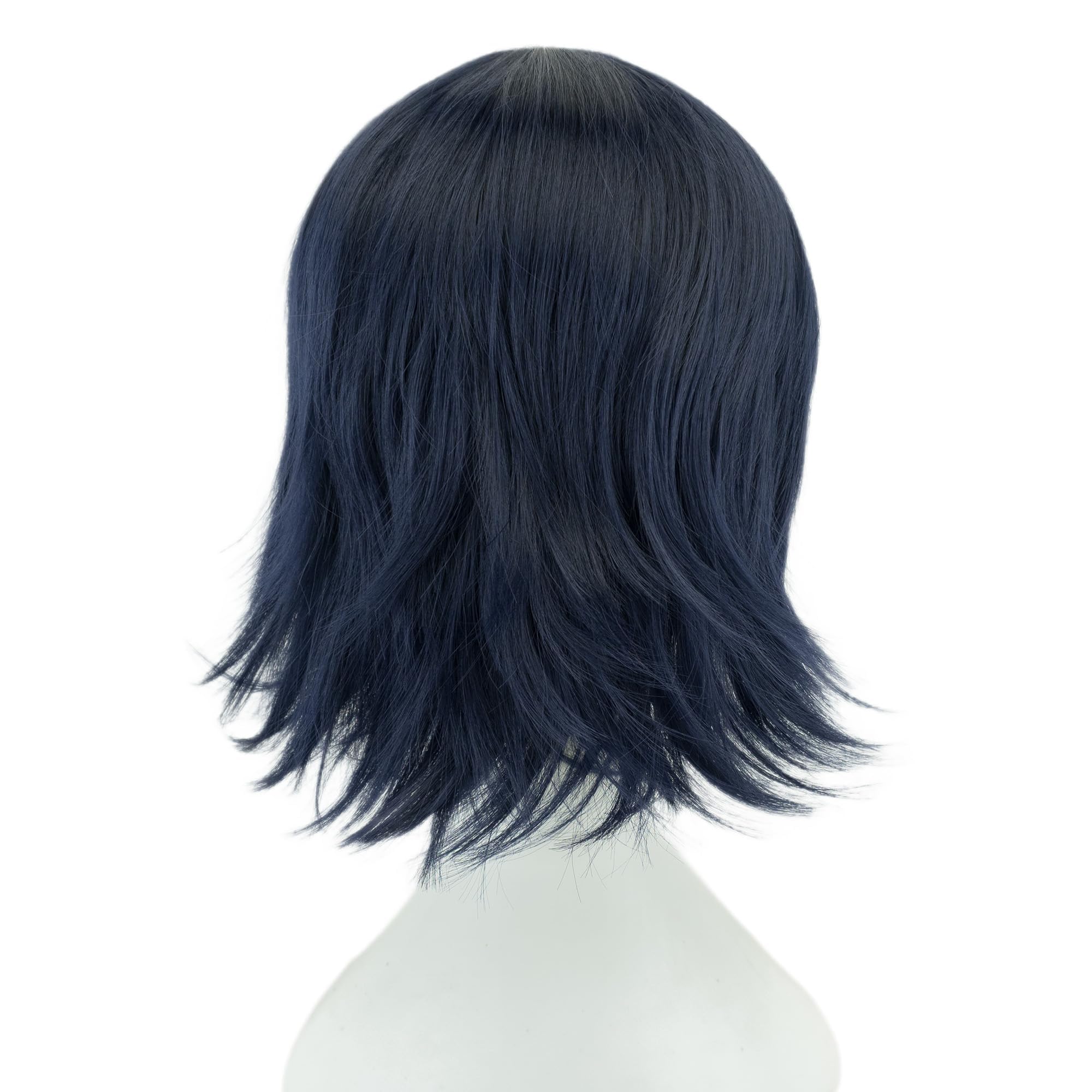 IMISSU Unisex Short Hair Party Wig with Bangs Halloween Costume Wigs (Dark Blue) - Image 3