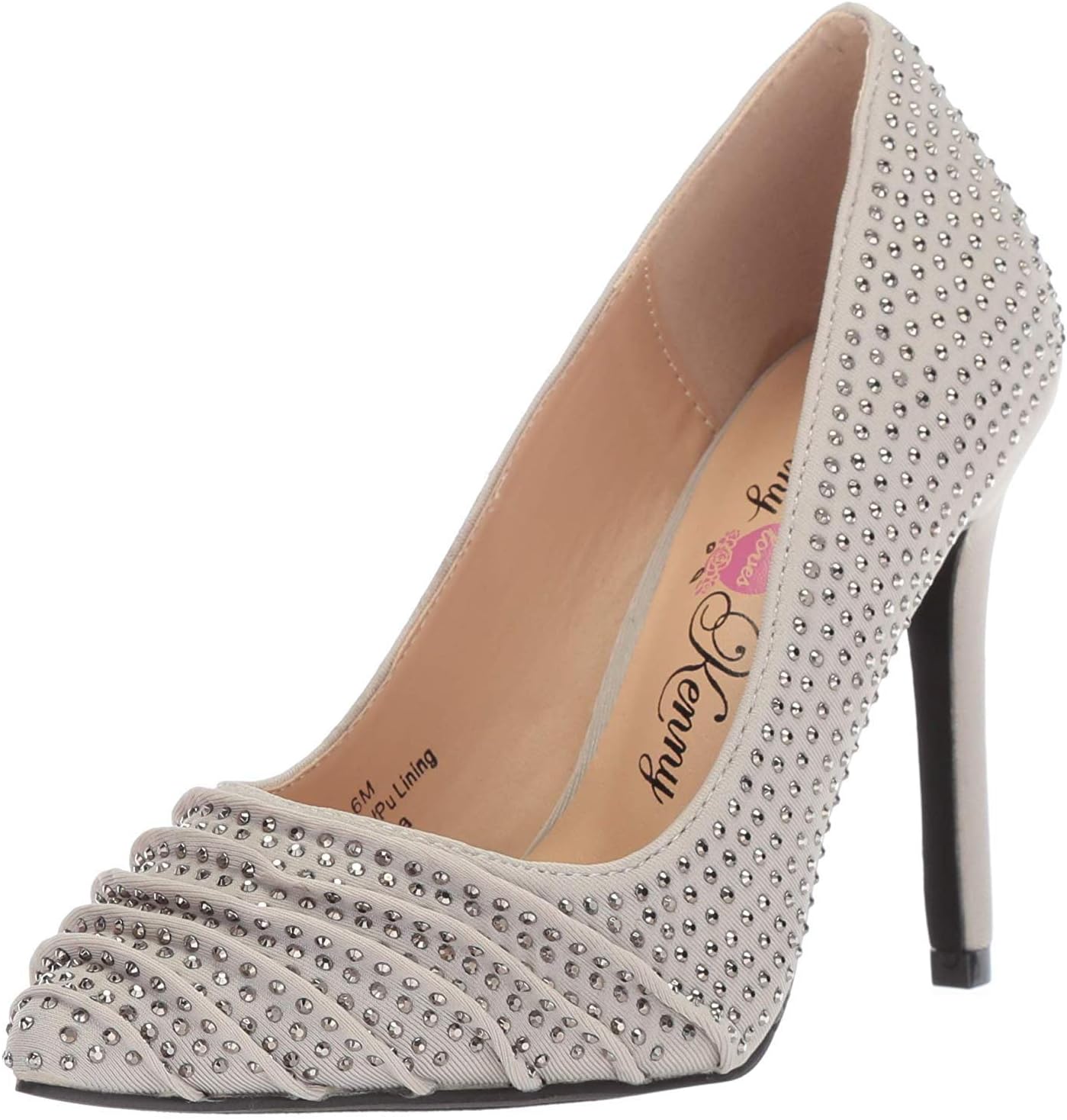 Penny Loves Kenny Women's OPLEAT Pump, Silver Jeweled Lycra, 9.5 Medium US