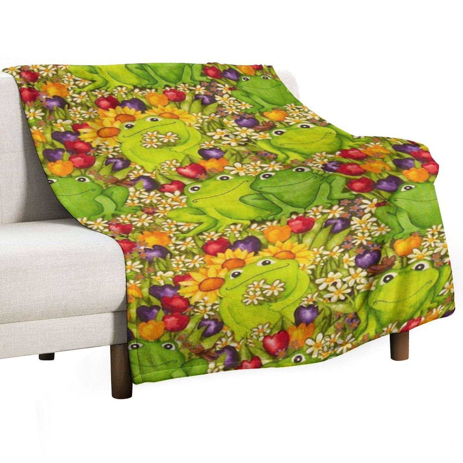Hxwokrum Flannel Blanket, Frog Throw Blanket for Couch Sofa Bed Office, Soft And Comfortable Without Pilling