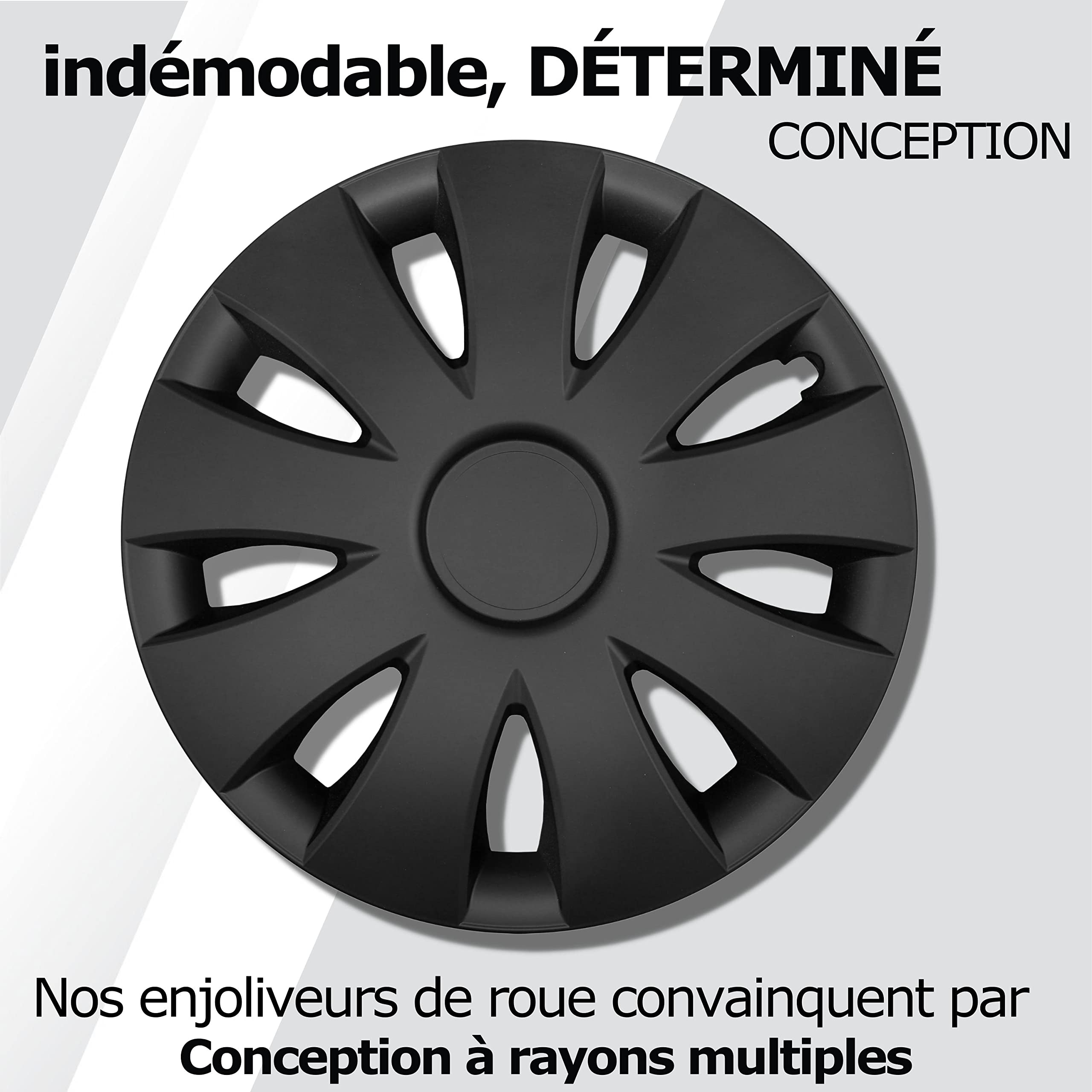Kuglo Aura 4 enjoliveurs 16 Pouces Noir Mat pour Jantes Acier