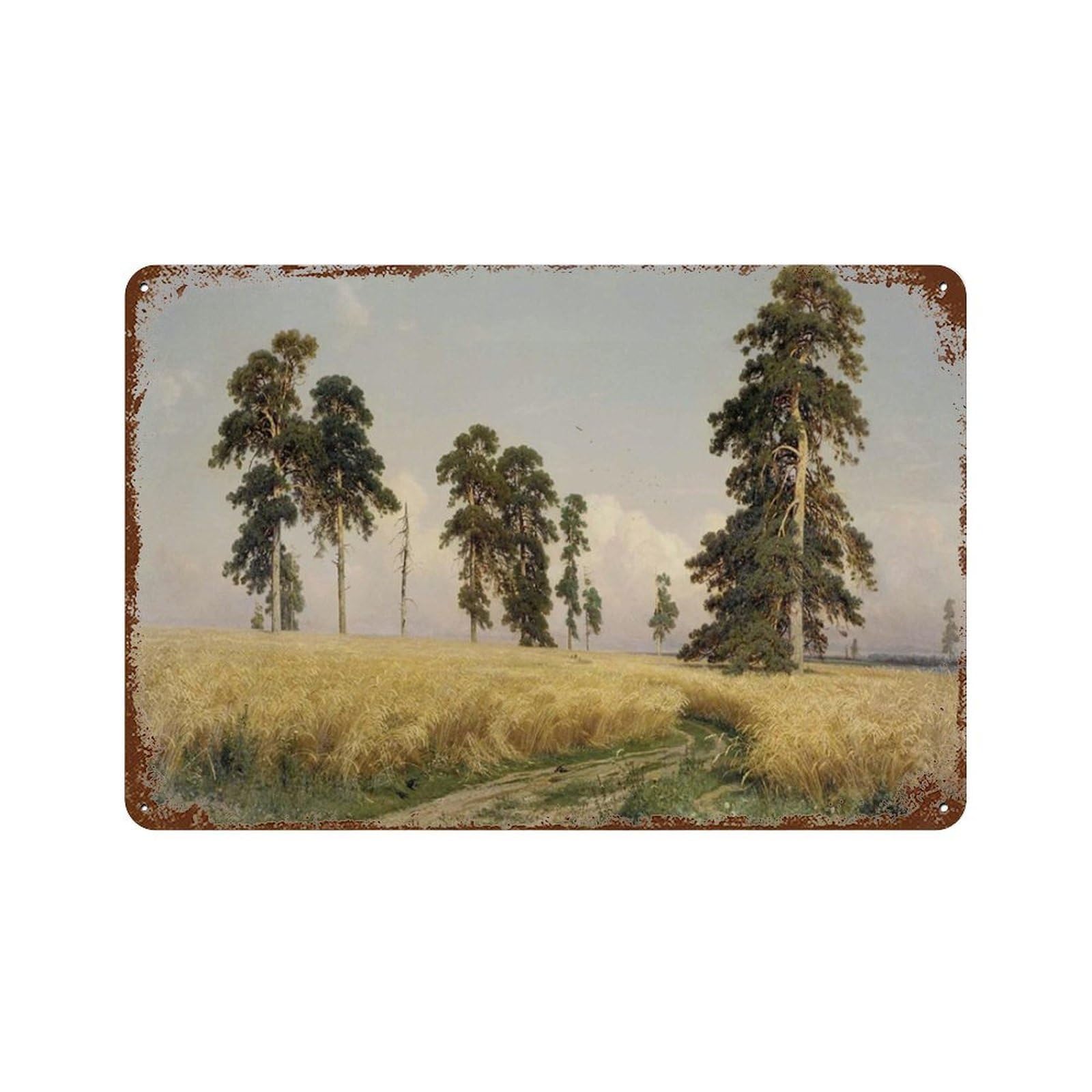 xiaoxiaoshen Rustic Wheat Fields Landscape Vintage Country Summer Wall Decor Art Metal Tin Poster Modern Home Decor Art Home Bar Shop Decorations Vintage Sign 20x30cm
