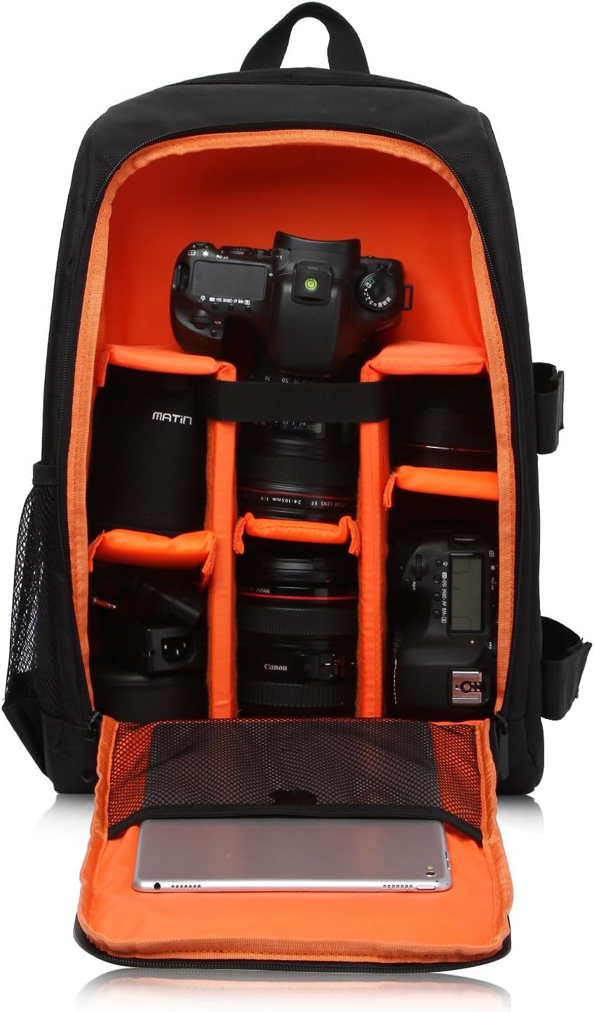 Zaino per fotocamera DSLR impermeabile Selighting e borsa per treppiede per Nikon Canon – Arancione, Arancione
