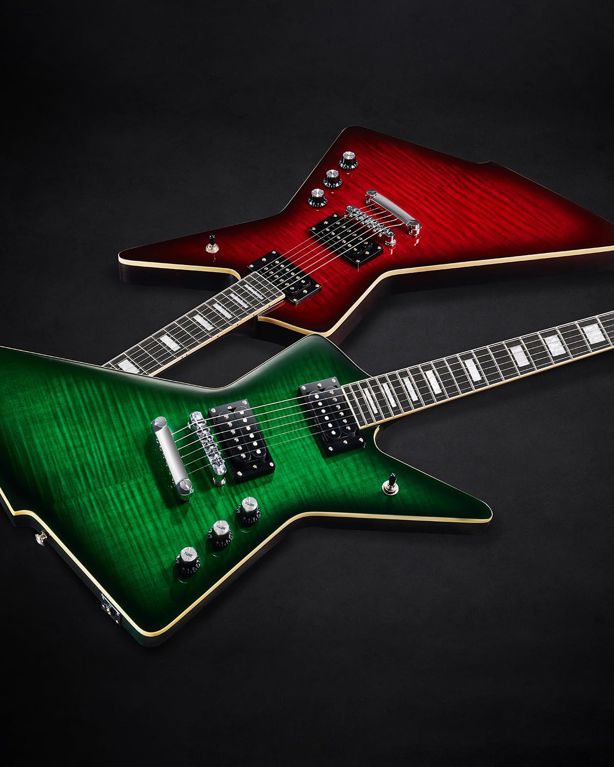 WestCreek Revenge Solid Body E-Gitarre, Heavy Metal Gitarre, Rechtshänder, Heavy Metal Pickups, abgerundete Jumbo Bünde, Knochensattel, Palisander Griffbrett, Mahagoni Korpus