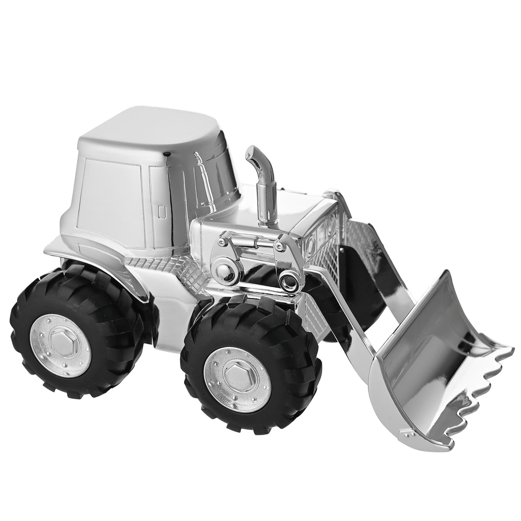 Bambino By Juliana Men's Silver Plated Digger Money Box Construction Tractor - Christening Gift Digger Piggy Bank - Bambino Baby Shower Keepsake Gift - Newborn 1St Birthday Present Boys Girls