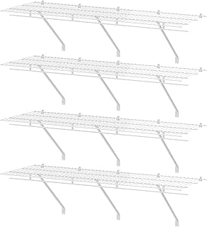 HAUSHOF 4 Pack Closet Shelves Wall Mounted, 4 ft x 16 in Wire Shelf Kit