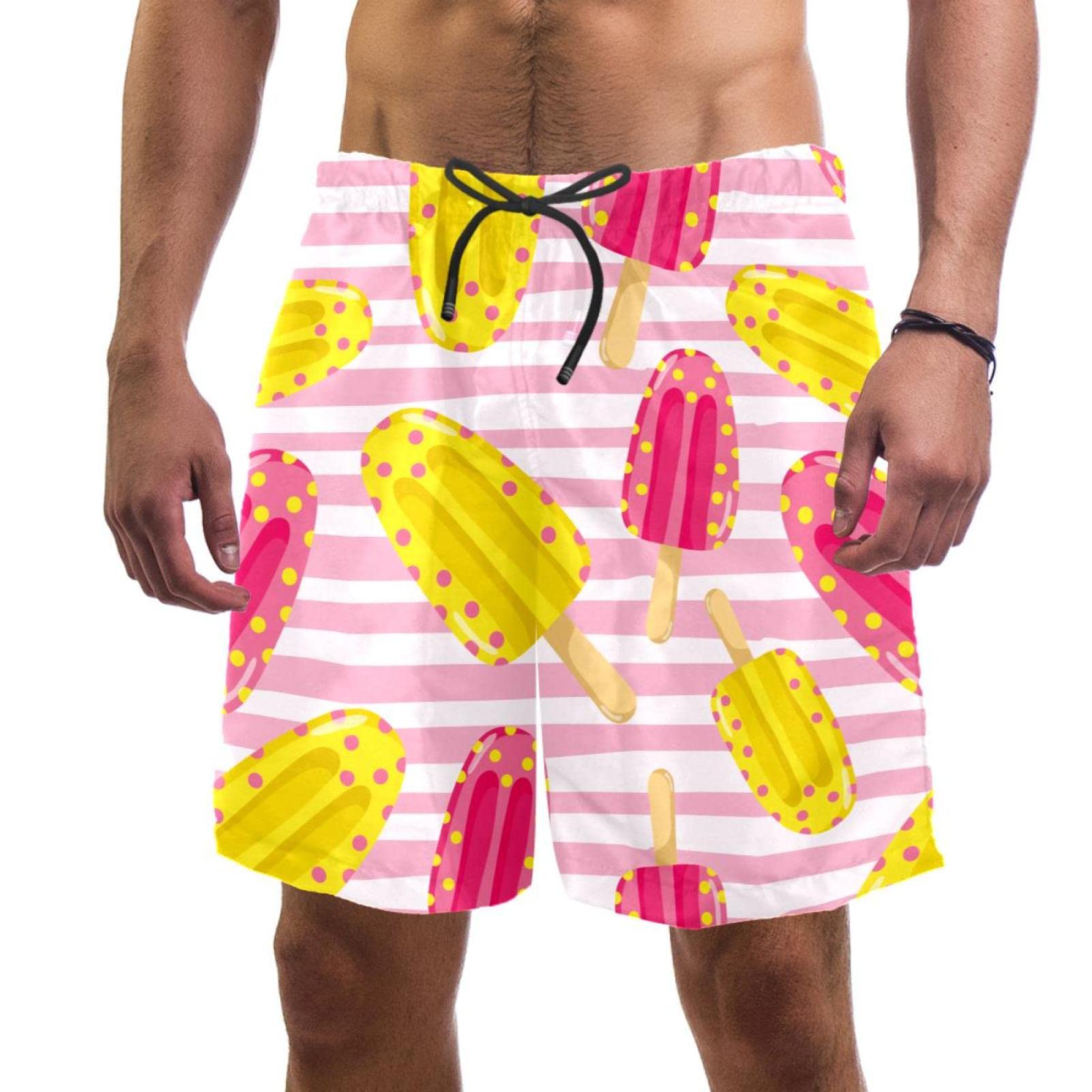 Motif de rayures de crème glacée maillots de bain pour hommes