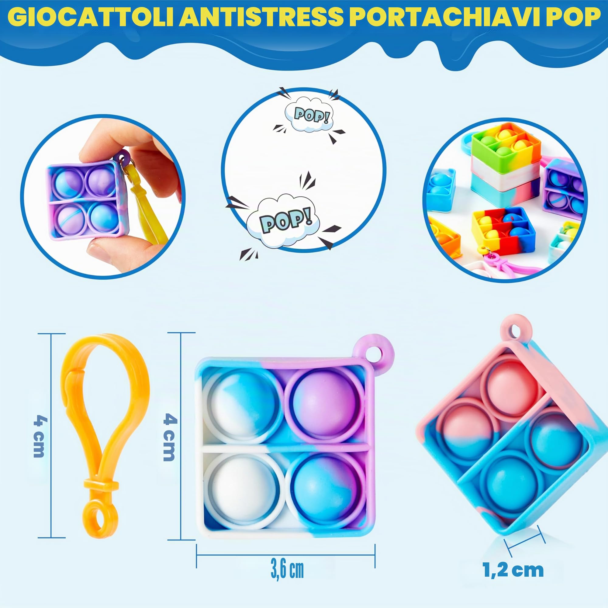 JOYIN portachiavi pop, mini fidget toys, confezione sfusa da 30 pezzi, bomboniere per bambini di età compresa tra 4 e 8 anni, 8 e 12 anni, gadget da riempire per i premi in classe