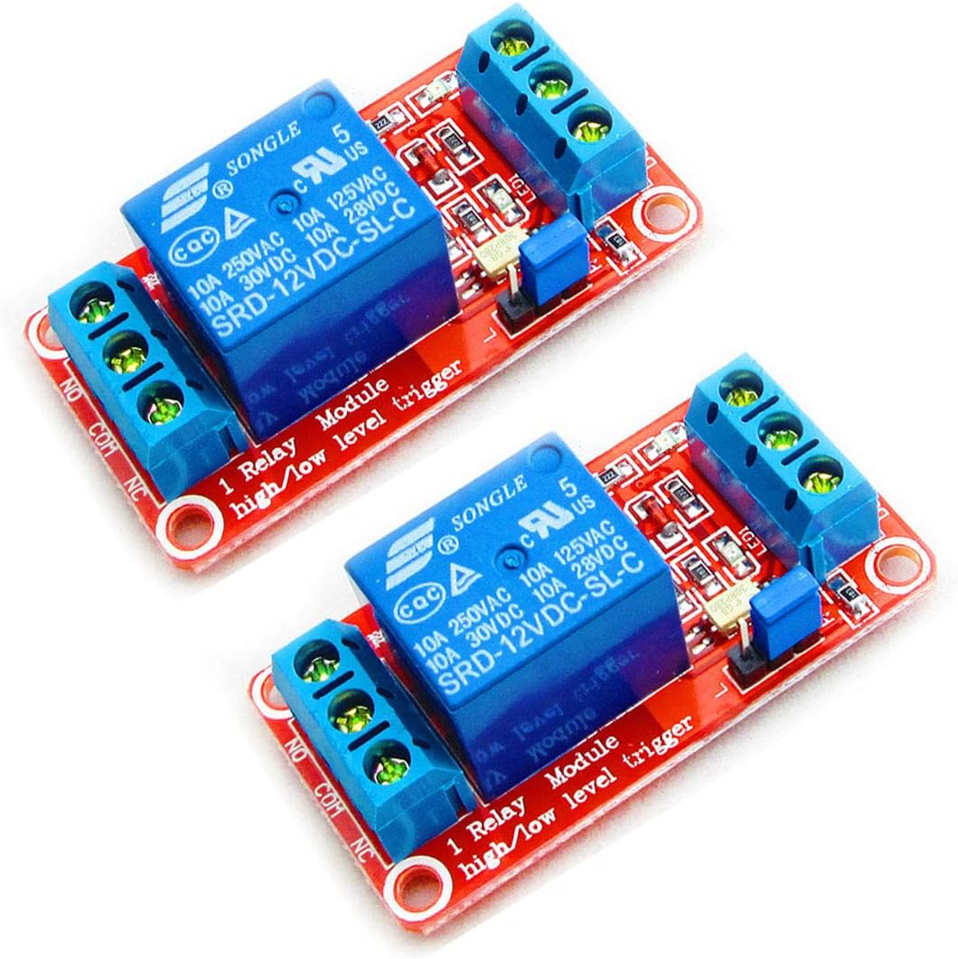 RIV International 2 Pcs 1 Channel 12V Relay Module With Optocoupler Isolation Support High or Low Level Trigger
