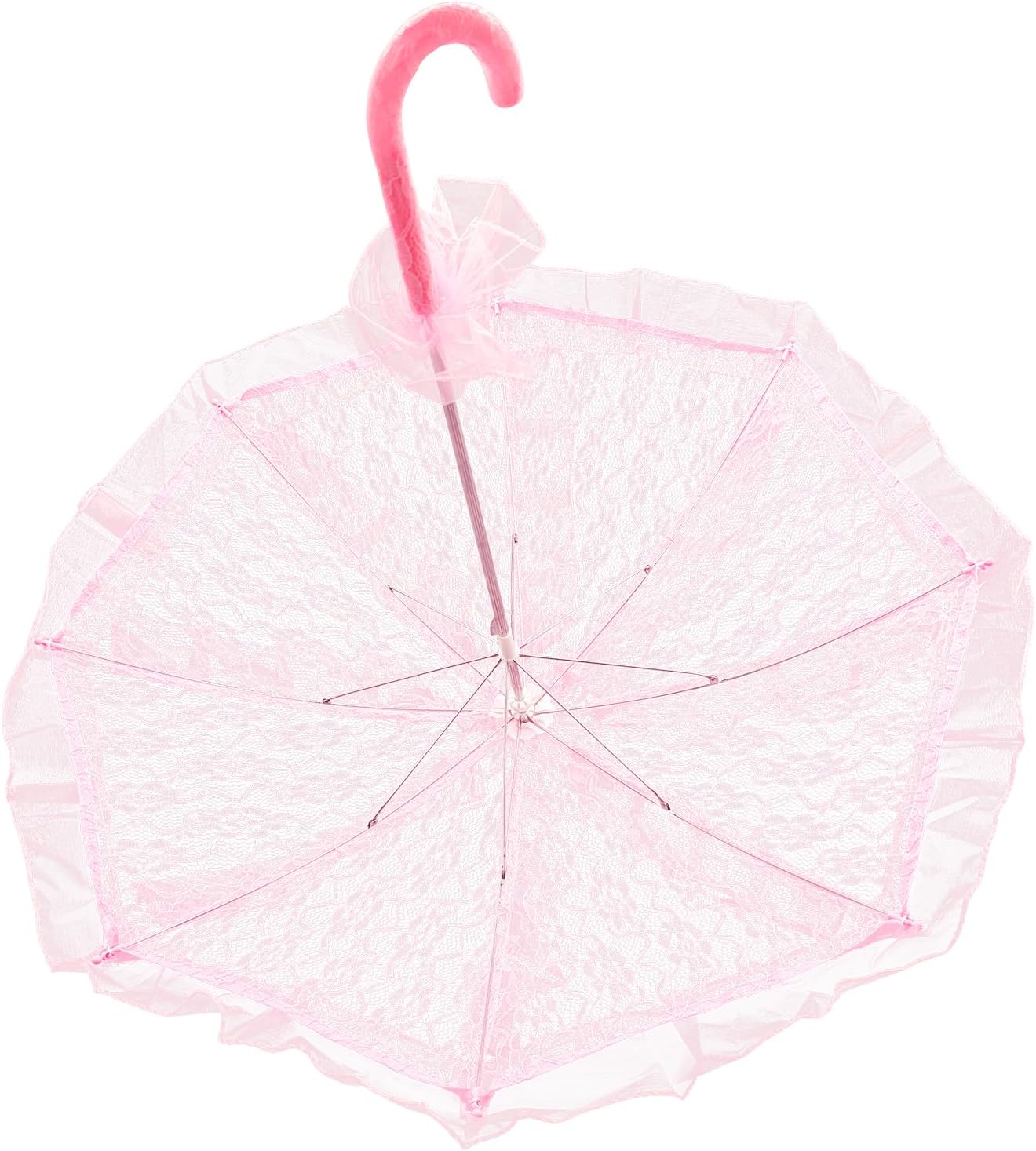 Mini Pink Lace Parasol Umbrella with Lace Gloves for Kids, Small Vintage Parasol for Wedding Tea Party Photo Props