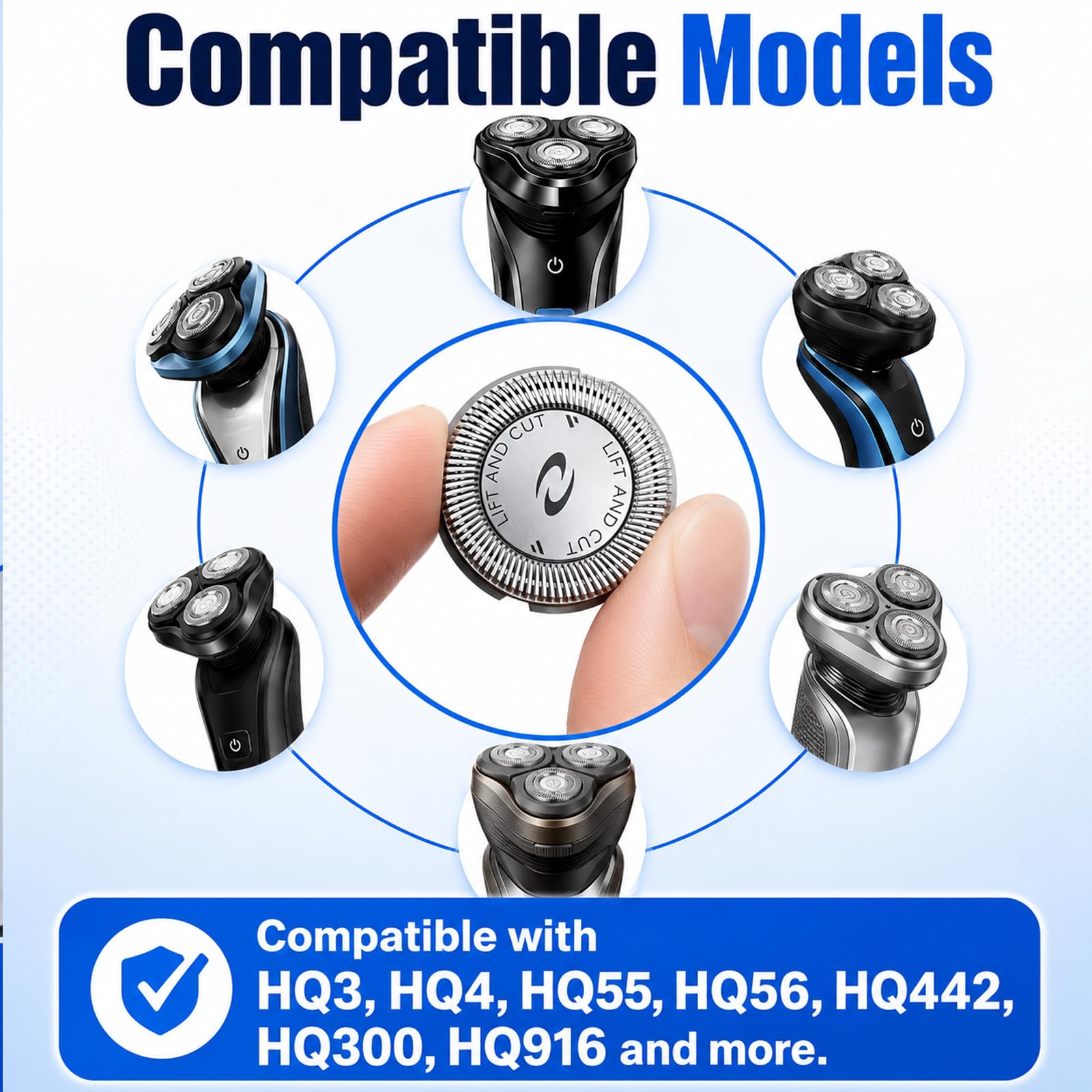 Poweka HQ56 - Testine di ricambio per rasoio Philips Norelco HQ3, HQ6, HQ55, HQ56, 3 pezzi
