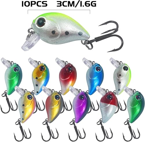 Miniatura 6 de Juego de 43 señuelos de pesca Minnow Popper Walleye señuelos de pesca mixtos duros cebos de manivela para pesca de lubina, lubina, salmón, agua