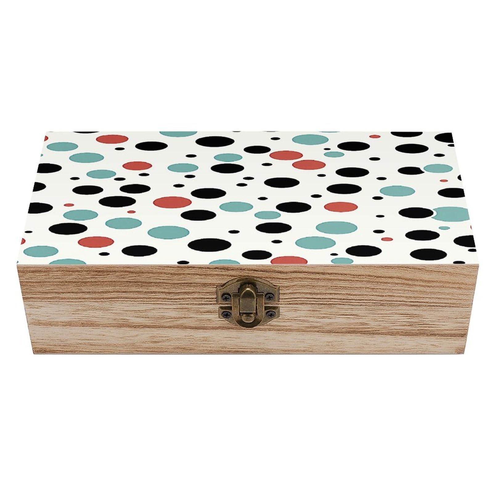 LZQPOEAS Polka Dot Wooden Box Storage Space to Organize Jewelry in A Beautiful Small Storage Box Decorative Card Boxes Memory Treasure Boxes for Crafts And Photo Storage