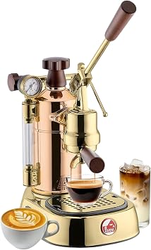 La Pavoni Professional 16-Cup Lever Espresso Machine - Copper and Brass Espresso Maker with Bottomless Portafilter - 38oz Boiler with Pressure Gauge - Manual Lever Operation - Made in Italy