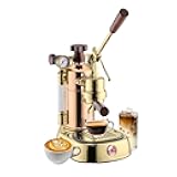 Professional 16-Cup Lever Espresso Machine - Copper and Brass Espresso Maker with Bottomless Portafilter - 38oz Boiler with Pressure Gauge - Manual Lever Operation - Made in Italy