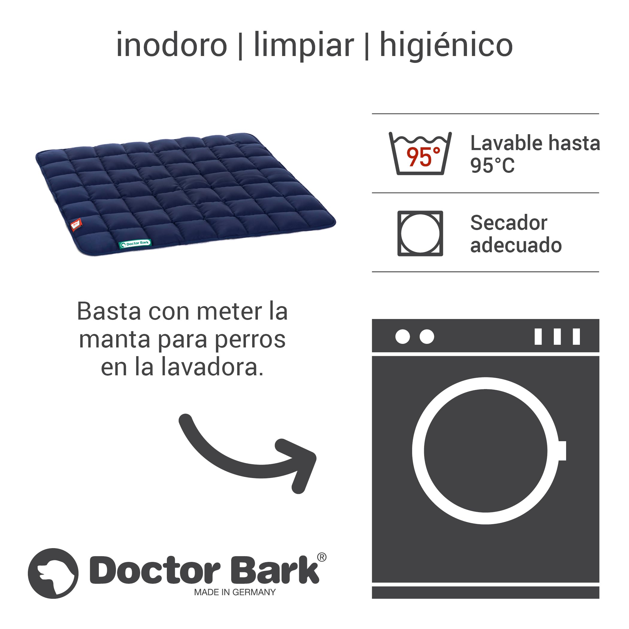 Doctor Bark Manta para Perros, Suave, Perros medianos, Resistente, para Interior y Exterior, Lavable hasta 95 °C (Talla M, Azul Real)
