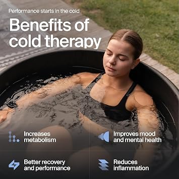 Ice Barrel Bathtub (300 Model) - Cold Plunge Tub Insulated Freestanding Cold Therapy Training Cold Tub for Athletes with Built in Chiller Ports Portable Bath Tub Spa for Ice Baths (Charcoal Black)