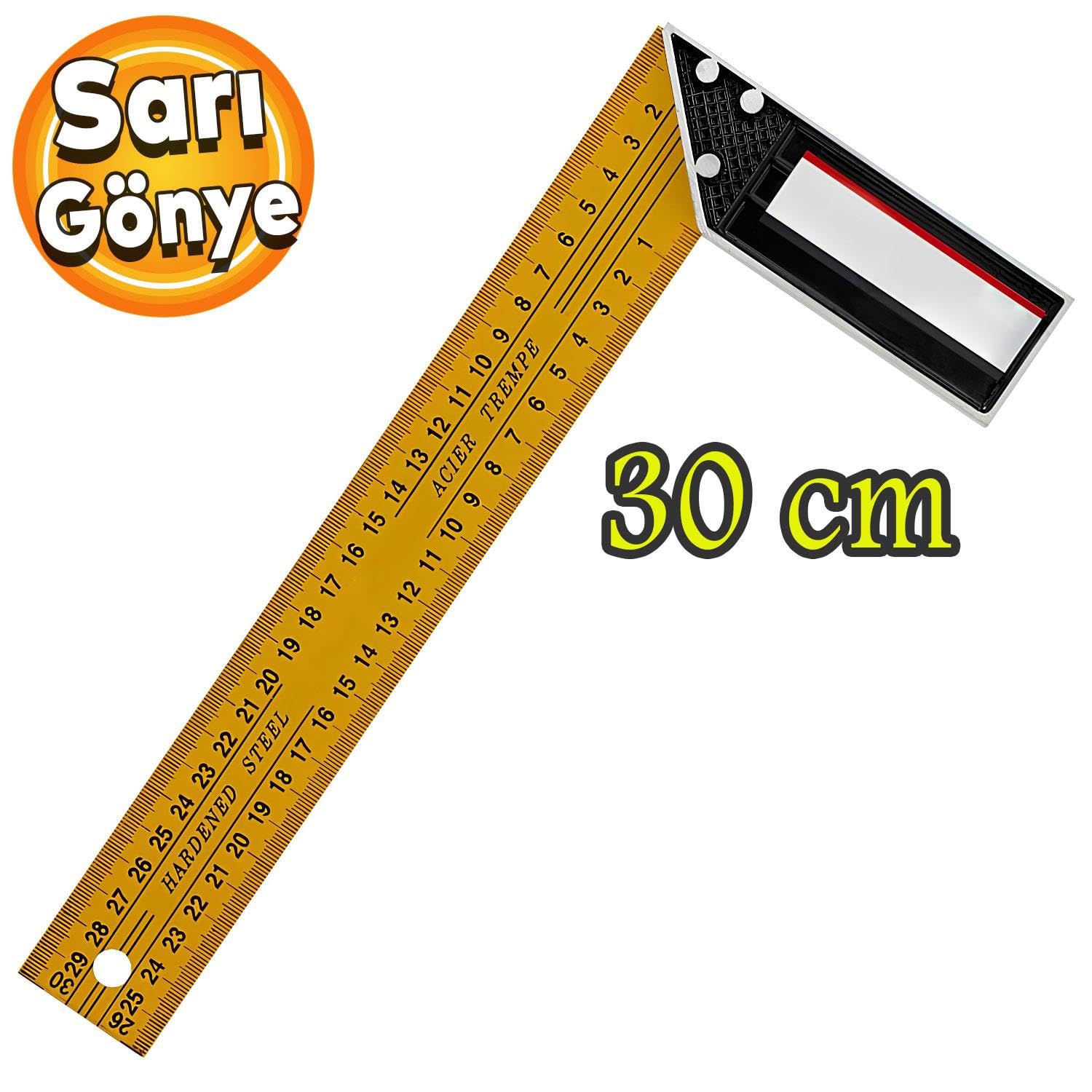 Badem10 Alüminyum L Gönye Sarı Gönye Cetvel Kaynak Kaynakçı Marangoz Gönyesi 300 mm