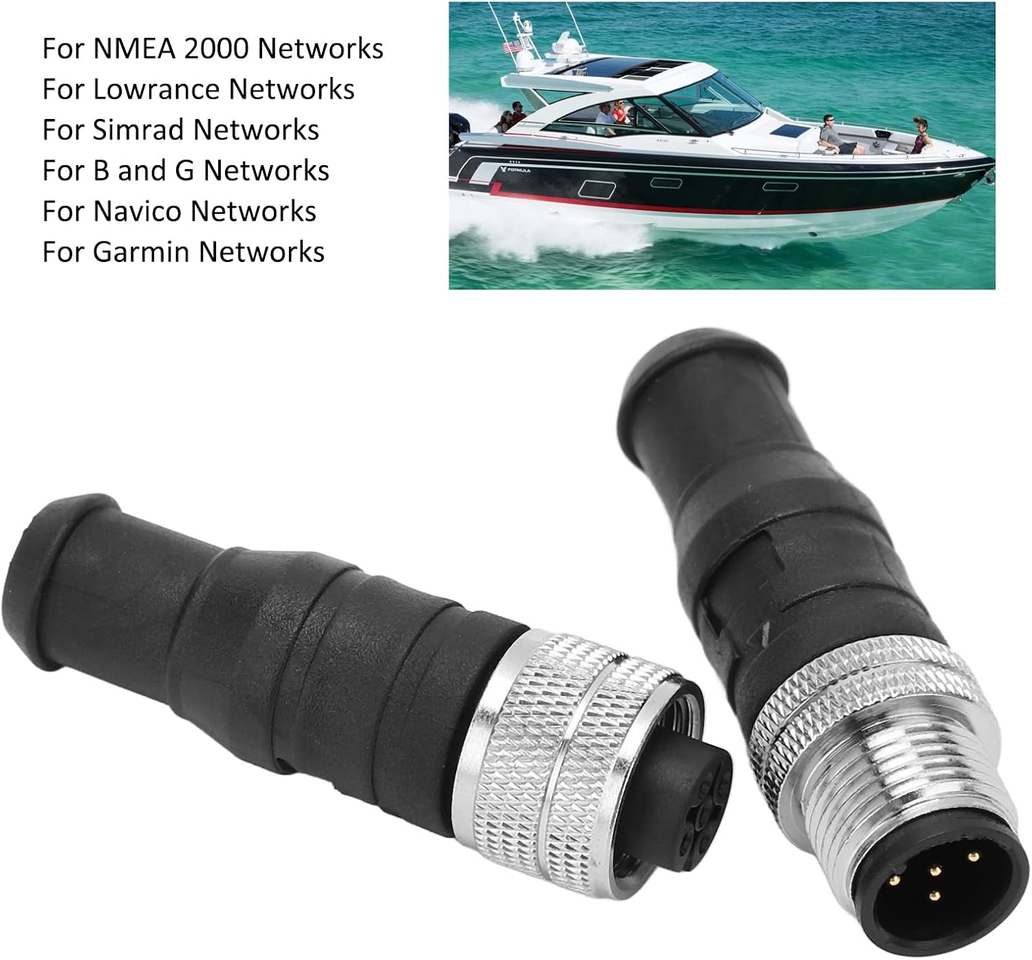 Pair for NMEA2000 Male Female Terminator Resistor 5Pin Thread IP67 Water Proof for Lowrance Networks ABS Metal Backbone Cable Terminator