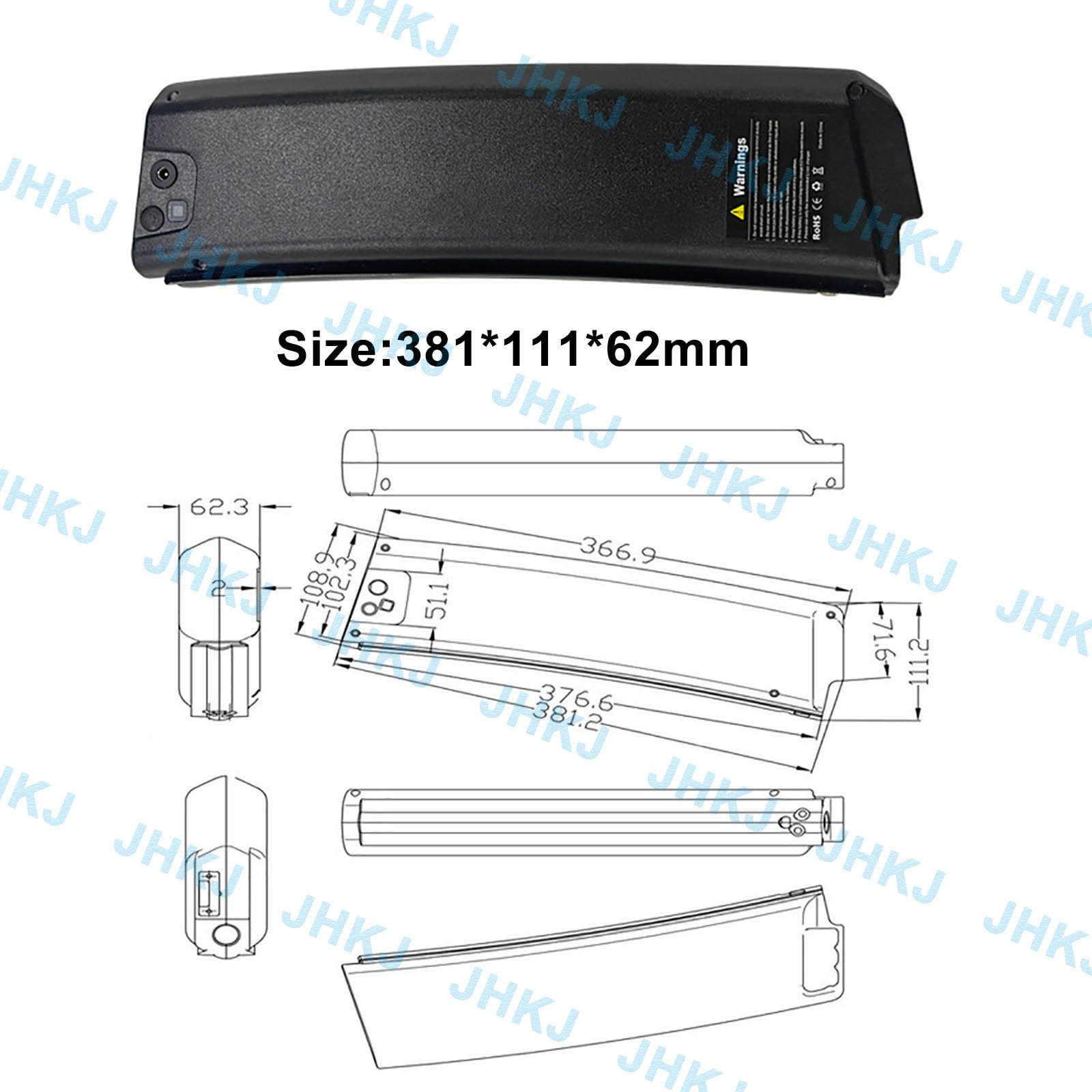 Batteria a Forma Curva 36V 48V Batteria al Litio 10,4Ah 12Ah 13Ah 14Ah Batterie per Tubo Obliquo con Caricabatterie e Blocco di Sicurezza per Motore da 350W-650W