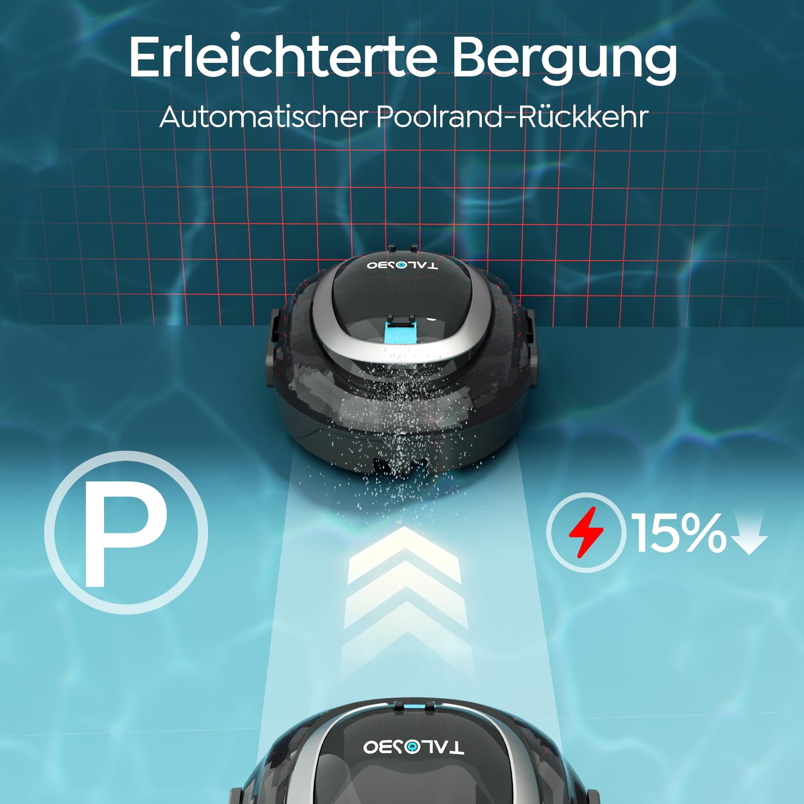 (2026 neu) TALOSBO S2 Poolroboter mit Doppelfiltration,Dual Motoren Poolreiniger,Kabelloser Poolsauger Akku mit 90 Min Laufzeit,2,5H Ladezeit,Selbsteinparkfunktion für Flache Böden Pools