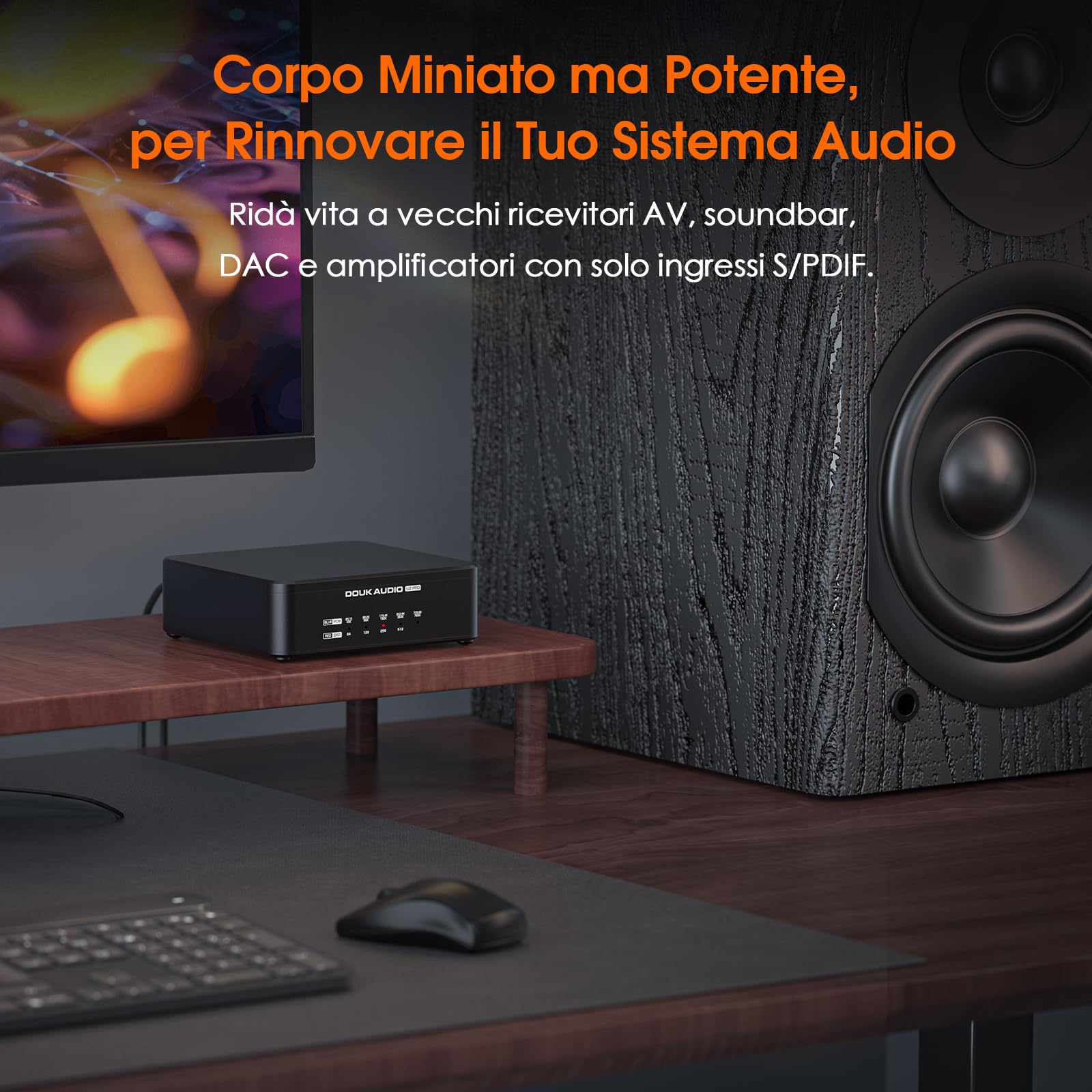 Douk Audio U2 PRO XMOS XU316 Interfaccia Digitale USB DDC USB-C a Ottico Coassiale HDMI IIS DSD512 PCM768kHz Convertitore Audio Digitale Analogico Portatile
