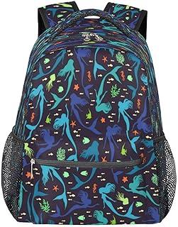 Mochilas para adolescentes, meninas, meninos, sereia, mochila de viagem para mulheres e homens, mochilas para livros de coral, mochilas para faculdade, mochilas para laptop de trabalho, mochila resistente à água para caminhadas, Multicor, Medium