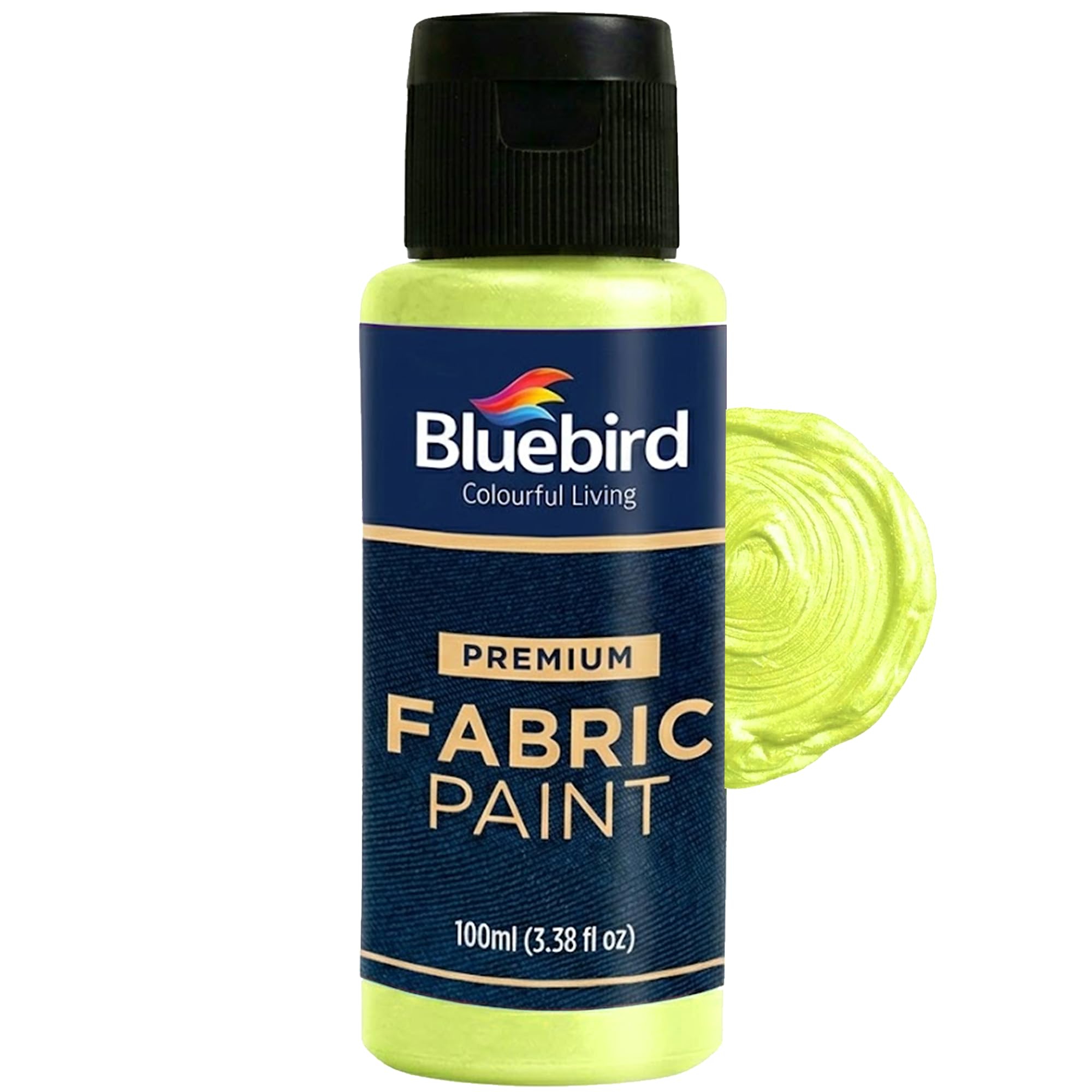 BLUEBIRD Fabric Paint Iridescent Fluorescent Sour Yellow - 3.4 Fl Oz / 100 ML