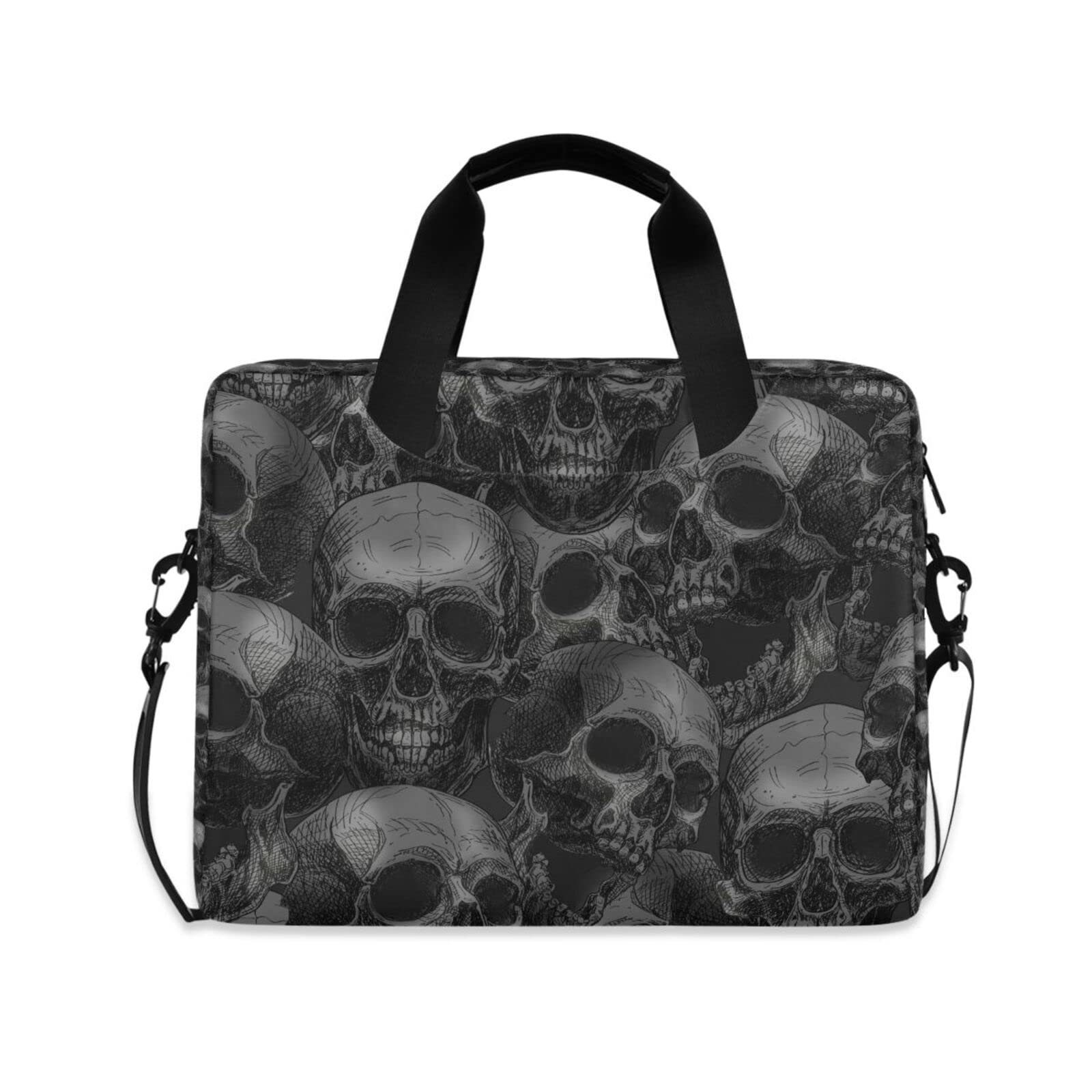 JIPONI Scary Skulls 15.6 16 Inch Laptop Case Bag Briefcase Messenger Computer Bag For Men Women With Shoulder Strap Handle