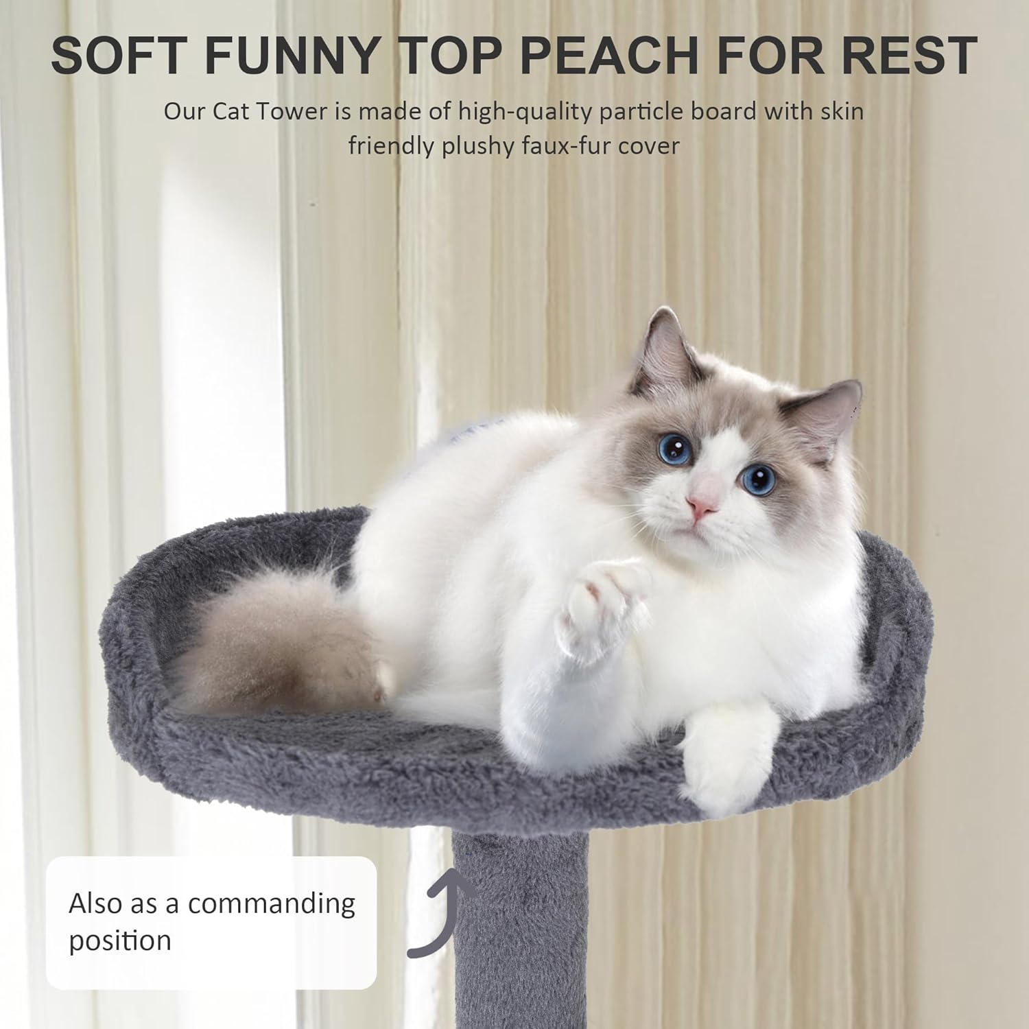 62" Multi-Level Cat Tree Tower with Scratching Posts, Toys & Condo,Compact Floor Footprint & Vertical Space for Multi-Cat HomesSpace-Saving Design for Indoor Kittens-Dark Grey