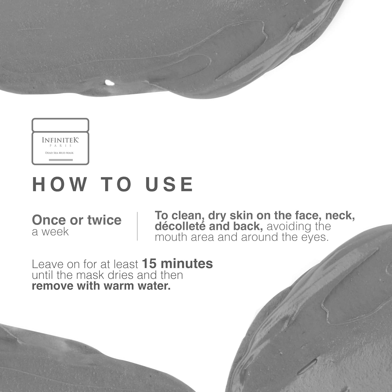 Infinitek Paris, Dead Sea Mud Mask with Vitamen E. Natural Organic Skin Care Blackhead and Oily Skin Remover. Acne Treatment. 6.34 Fl Oz : Beauty & Personal Care