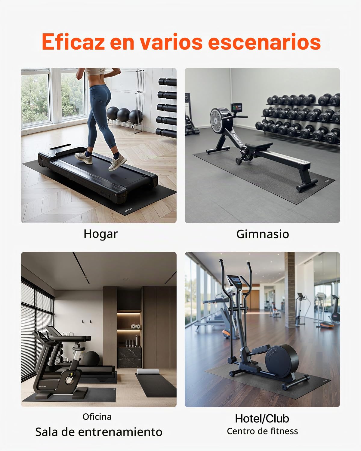 VEVOR Alfombrilla para Cinta de Correr, PVC de Alta Densidad, Impermeable y Antideslizante, Absorción de Impactos, Reducción de Ruido, Ideal para Gimnasios en Casa y Fitness, 915 x 1820 x 6 mm