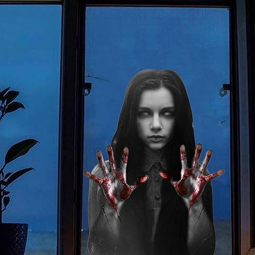 Decoraciones de fantasmas femeninas de Halloween, calcomanías de pared espeluznantes de fantasma, silueta de fantasma aterrador, calcomanías de arte
