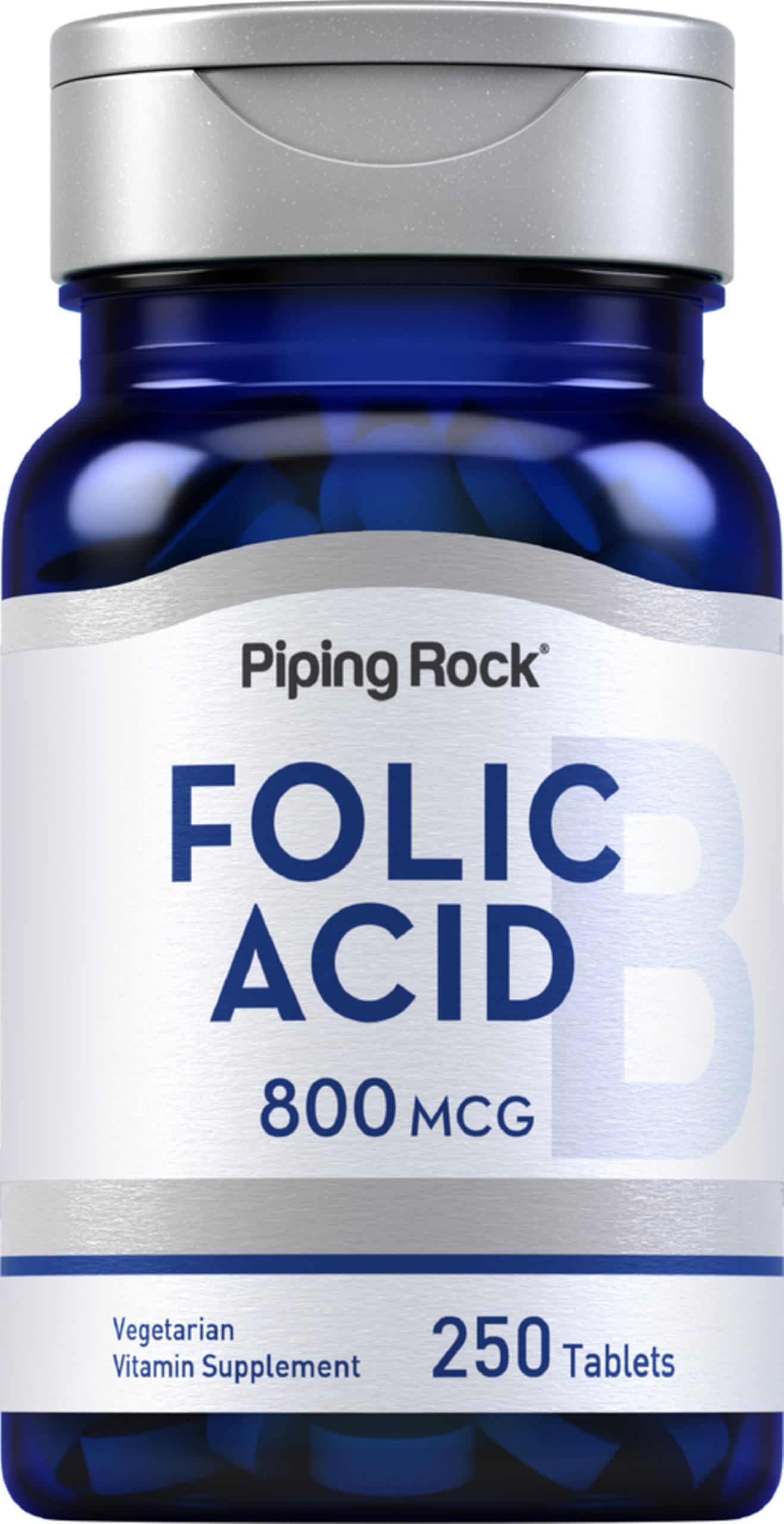 Piping Rock Folic Acid 800 mcg 250 Tablet Capsules Vegetarian Supplement Non-GMO Gluten Free