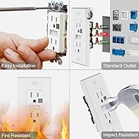 Vista 3 de 2 Pack SOZULAMP LED Night Light Outlet,Nightlight Electrical Outlets,Tamper Resistant(TR) Receptacle,125 V,15 Amp,2 Pole,3 Wire,White