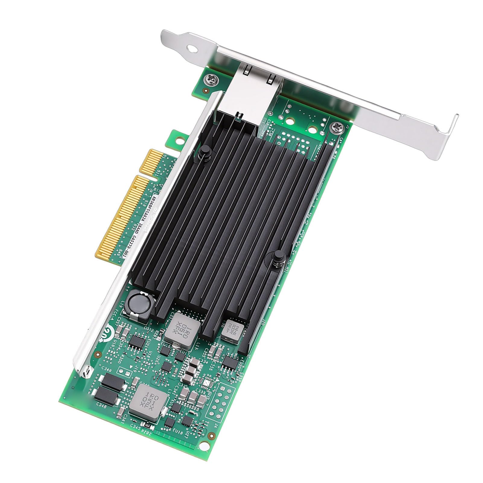 Fockety Scheda di Rete da 10 Gb, Controller X540-T1 Tecnologia Intelligent Offload Adattatore Ethernet PCIe 2.0 X8, Porta RJ45 100 MbE 1 GbE 10 GbE con Design di Dissipazione del Calore per i Dati