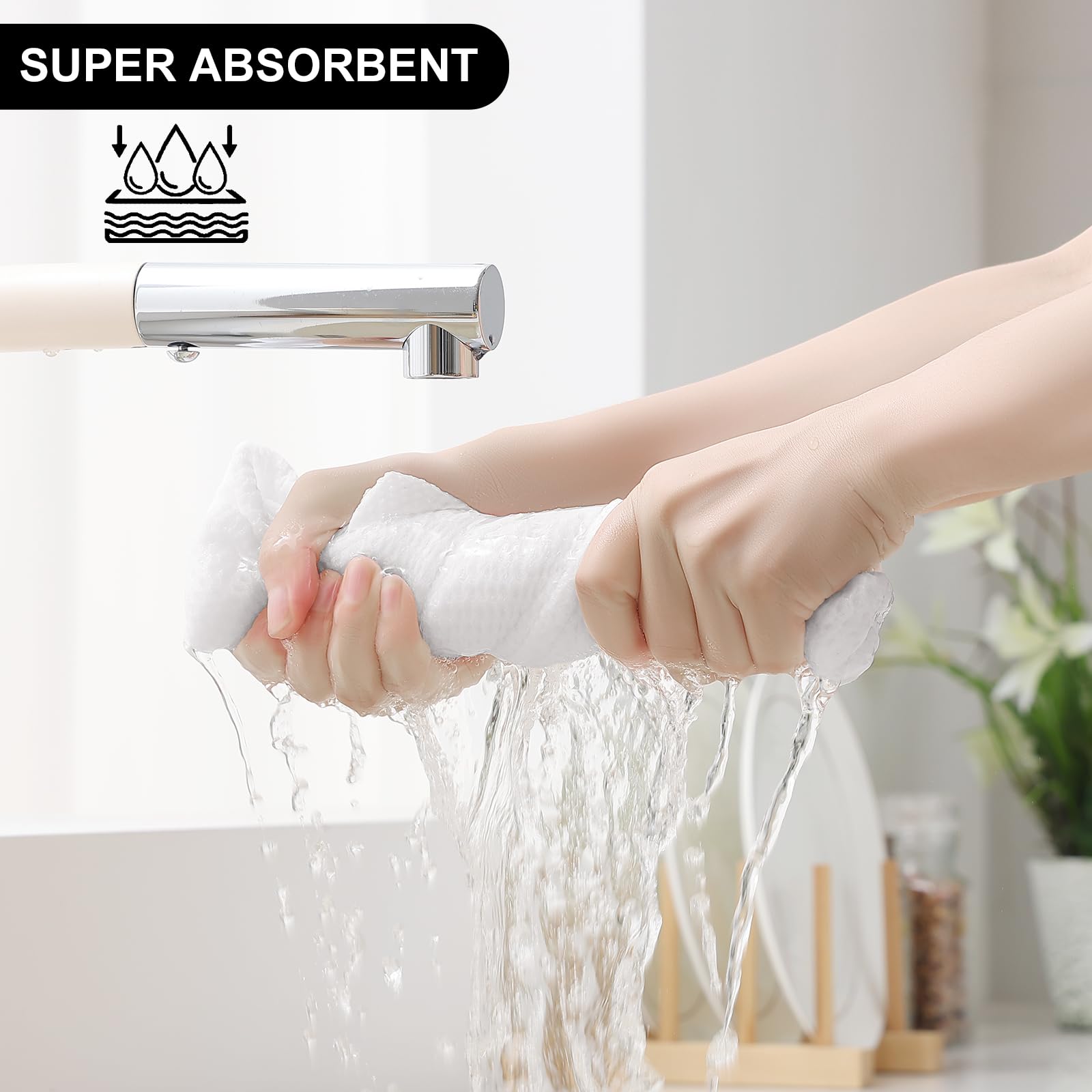 Homaxy Set di 8 strofinacci da cucina e strofinacci, 100% cotone, colore: bianco