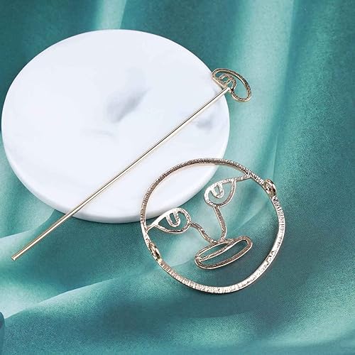 Miniatura 5 de Pasador de pelo bohemio con forma de círculo de metal, pasador de cabello con círculos geométricos, tenedor dorado, abstracto, decorativo,