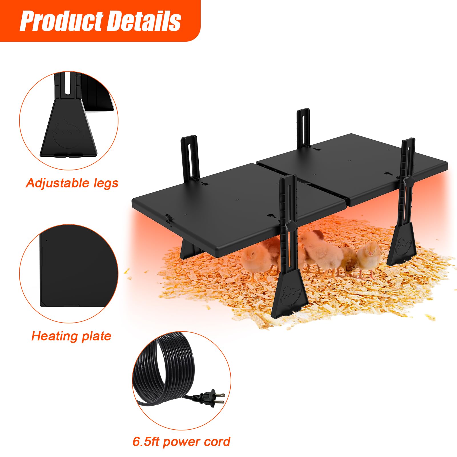 Calentador de criador para pollitos: placa de calefacción para criar pollitos con placa de fácil limpieza para aves de corral, calentador de pollitos