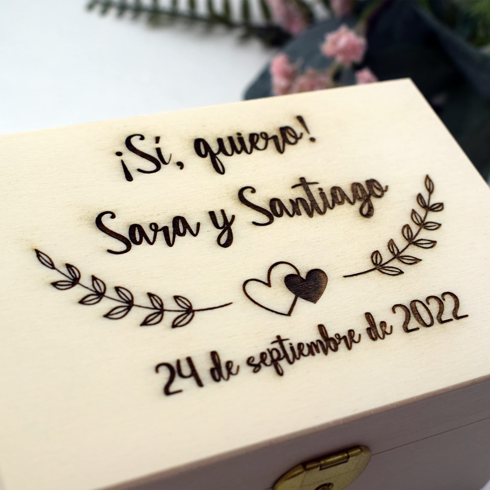 Handmade Caja porta alianzas boda de madera personalizado para bodas