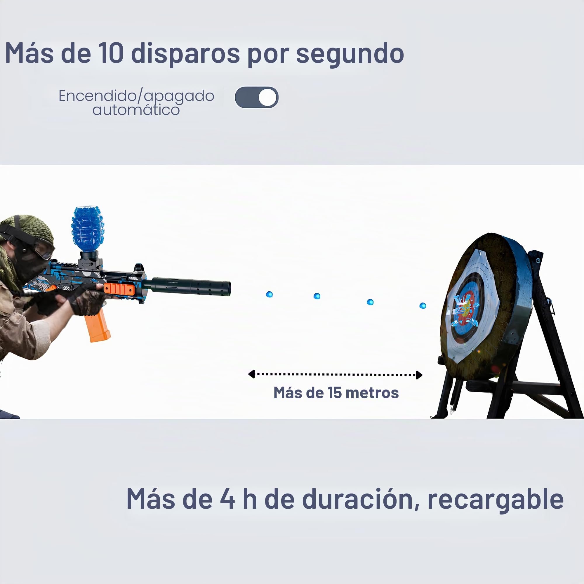 Gel Blaster Gun UMP45 – Pistola de bola eléctrica automática – 20000 bolas y gafas – Watersoft Potente fusil arma ametralladora – Adulto Gelfire Water Gun