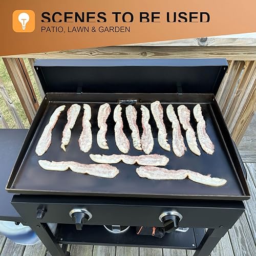 Miniatura 5 de Kojem Cubierta de parrilla de 28 pulgadas compatible con Blackstone frontal o trasera de la parrilla de grasa superior con dos asas, cubierta de